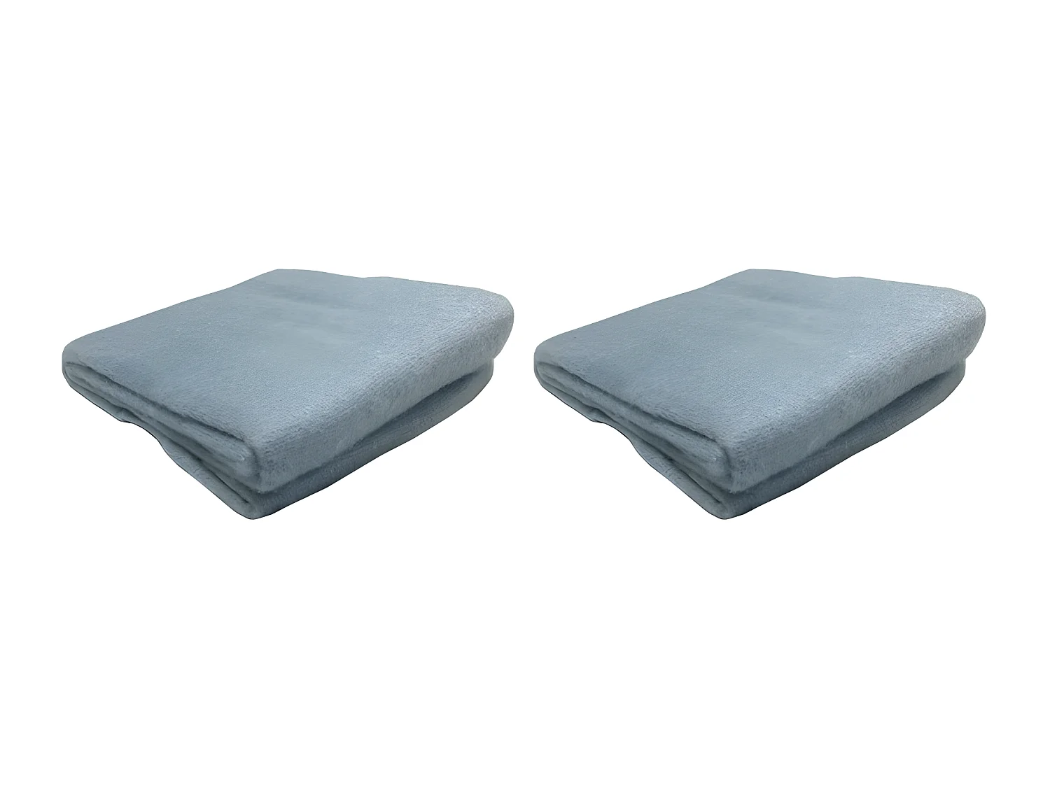 Lot de 2 plaids bleu clair 130 x 170 cm doux avec franges - BEHA 0983