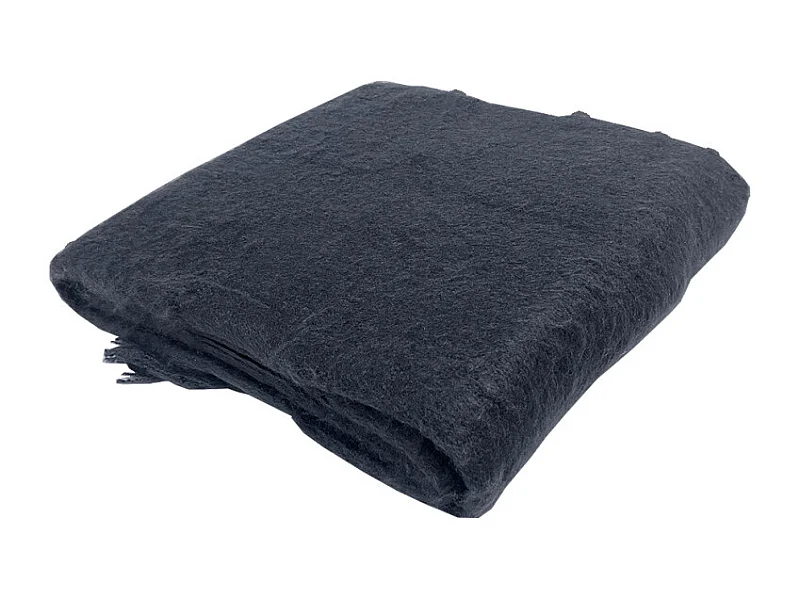 Plaid gris foncé 130 x 170 cm doux avec franges - BEHA 4285