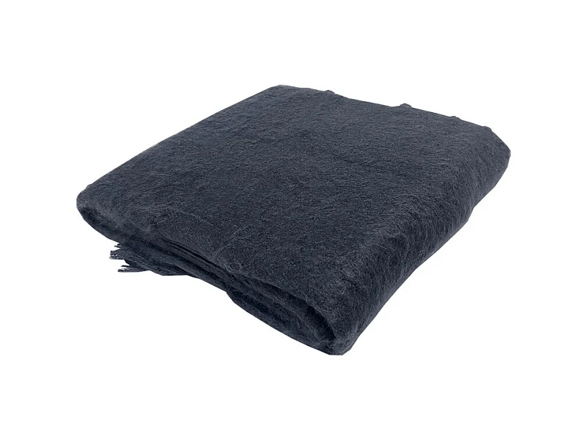 Plaid gris foncé 130 x 170 cm doux avec franges - BEHA 4285