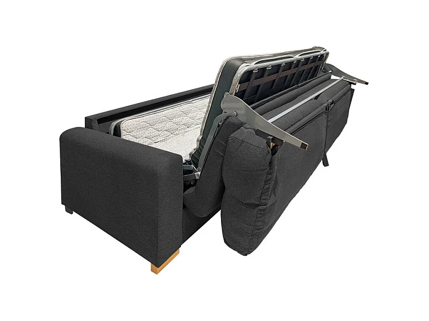 Canapé convertible 3p tissu gris anthracite couchage 160x190 cm - VIGO