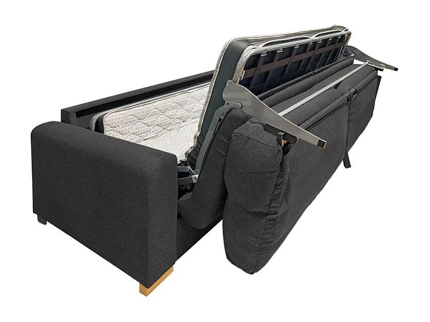 Canapé convertible 3p tissu gris anthracite couchage 160x190 cm - VIGO