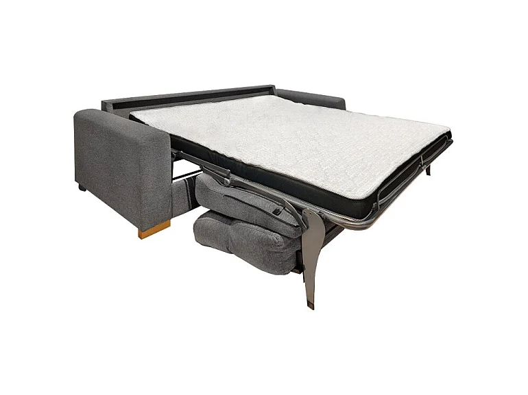 Canapé convertible 2p tissu gris chiné couchage 140x190 cm - VIGO