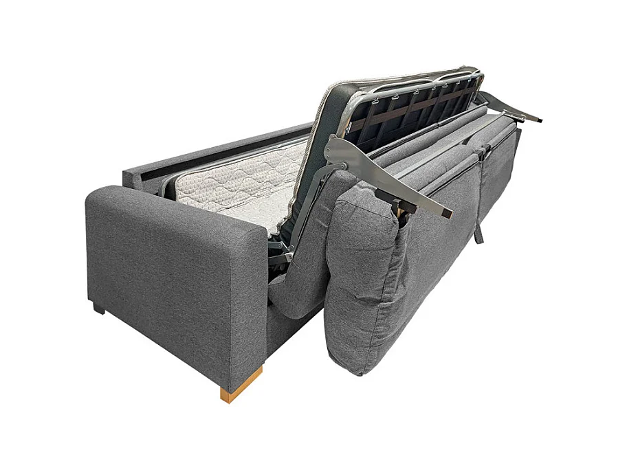 Canapé convertible 2p tissu gris chiné couchage 140x190 cm - VIGO