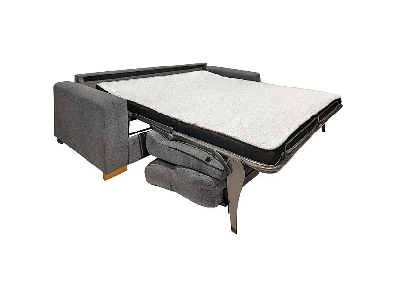 Canapé convertible 2p tissu gris chiné couchage 140x190 cm - VIGO