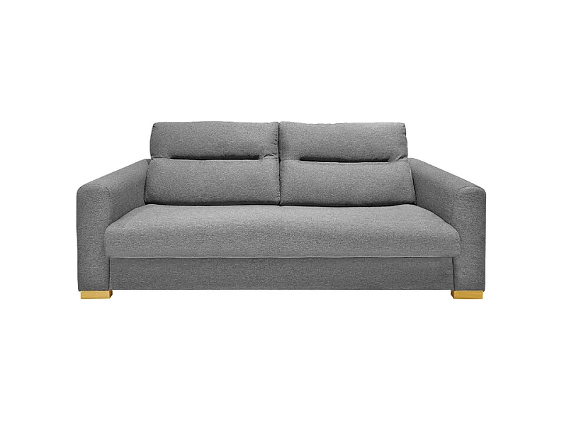 Canapé convertible 2p tissu gris chiné couchage 140x190 cm - VIGO