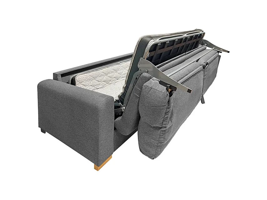 Canapé convertible 2p tissu gris chiné couchage 140x190 cm - VIGO