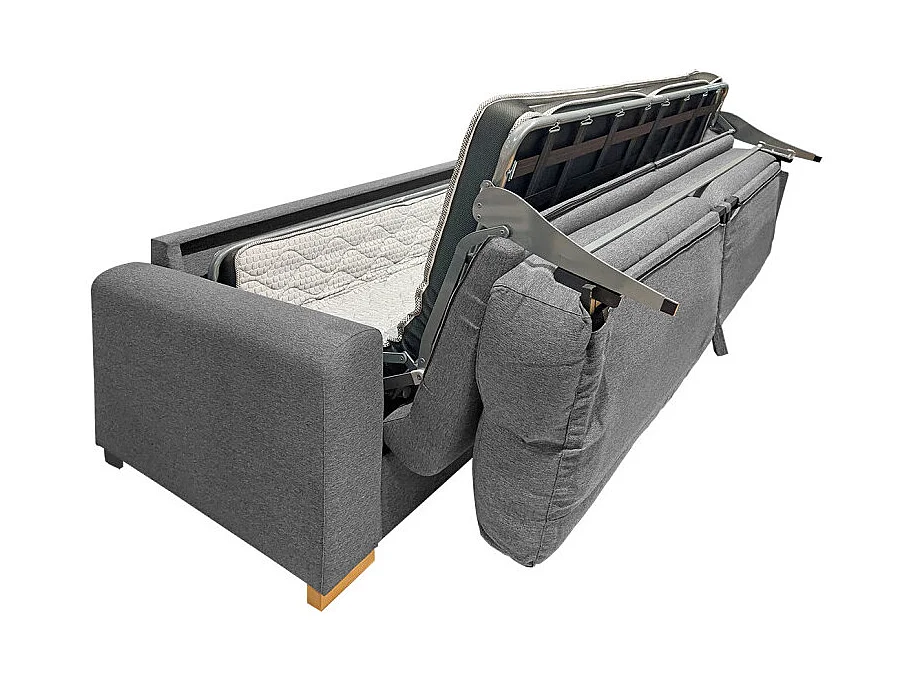 Canapé convertible 2p tissu gris chiné couchage 140x190 cm - VIGO