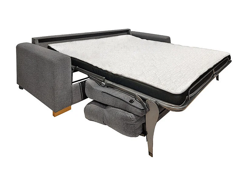 Canapé convertible 2p tissu gris chiné couchage 140x190 cm - VIGO