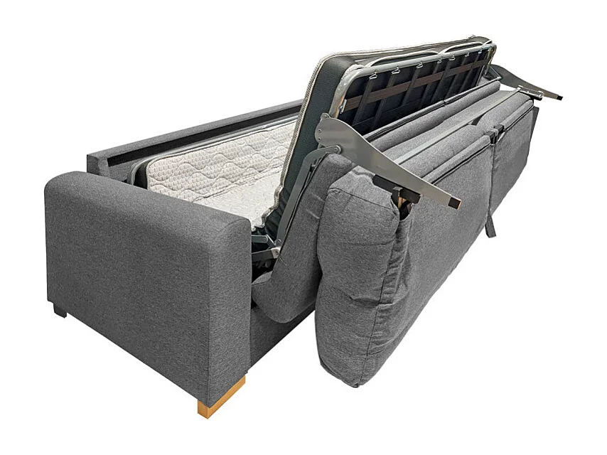 Canapé convertible 2p tissu gris chiné couchage 140x190 cm - VIGO