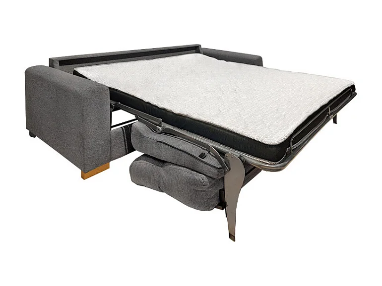 Canapé convertible 2p tissu gris chiné couchage 140x190 cm - VIGO