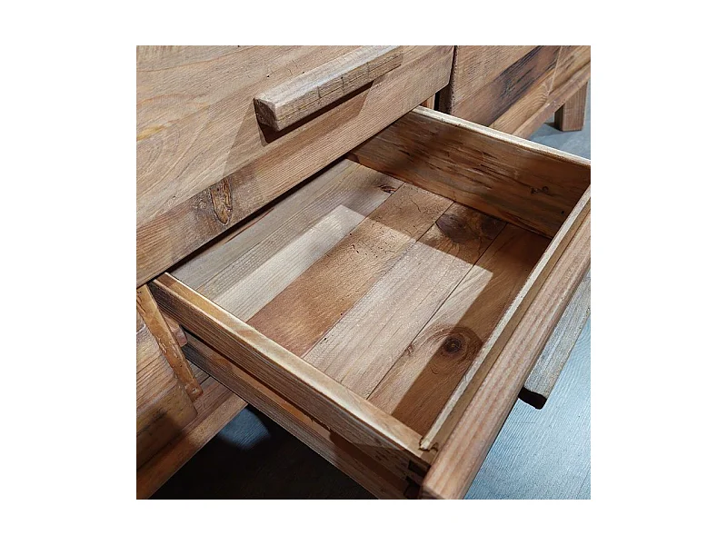 Buffet 200 cm en pin massif recyclé 4 tiroirs 4 portes - CHALET