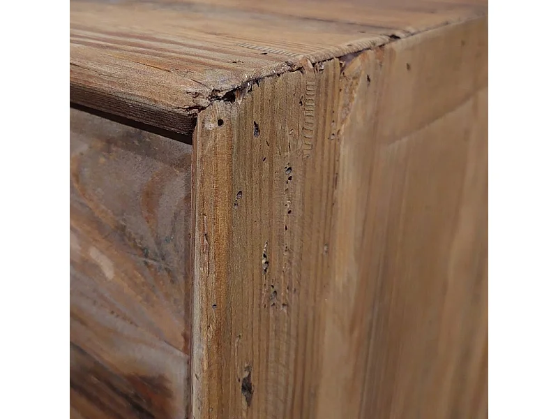 Buffet 200 cm en pin massif recyclé 4 tiroirs 4 portes - CHALET