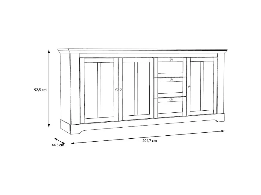 Buffet 204 cm 3 portes 3 tiroirs décor chêne clair blanchi - ANGELE