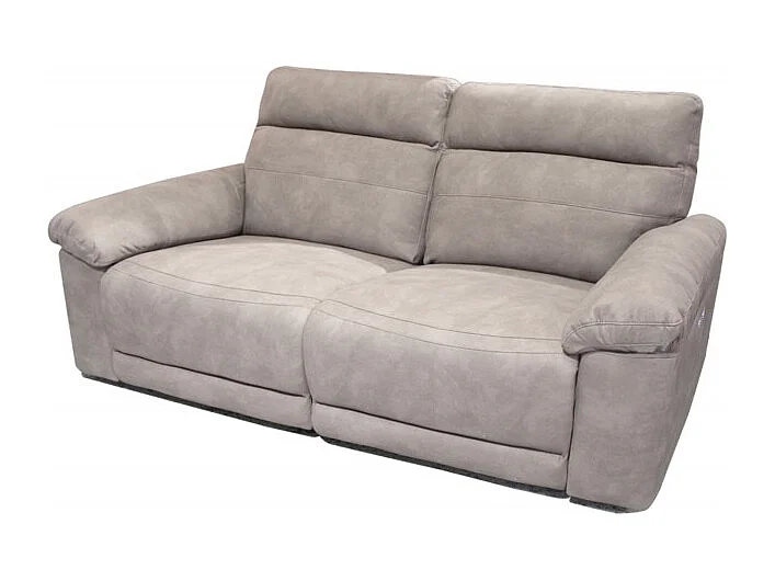 Canapé relaxation 2.5 places motorisé en tissu suédine beige - CLARA