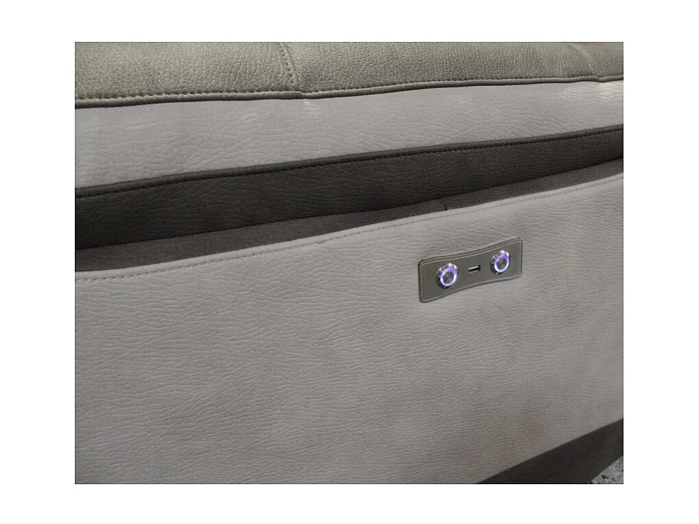 Canapé relaxation 2,5 places motorisé en tissu bicolore taupe - CLARA