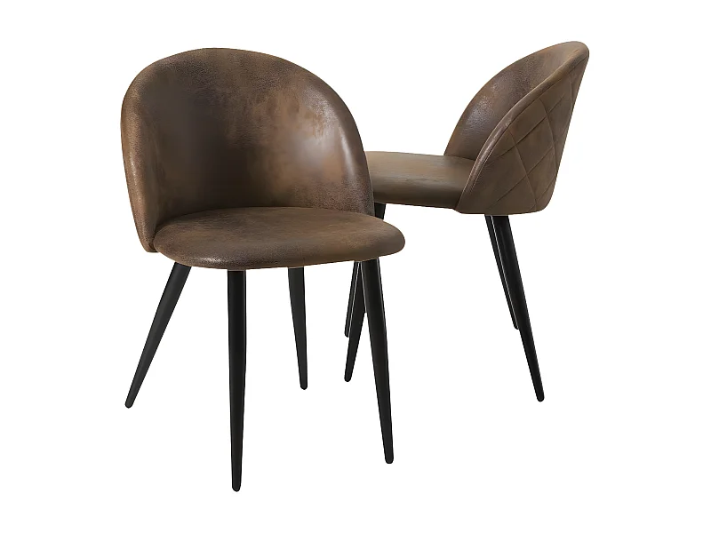 Juego de 2 sillas escandinavas de ante marrón chocolate Jasmine