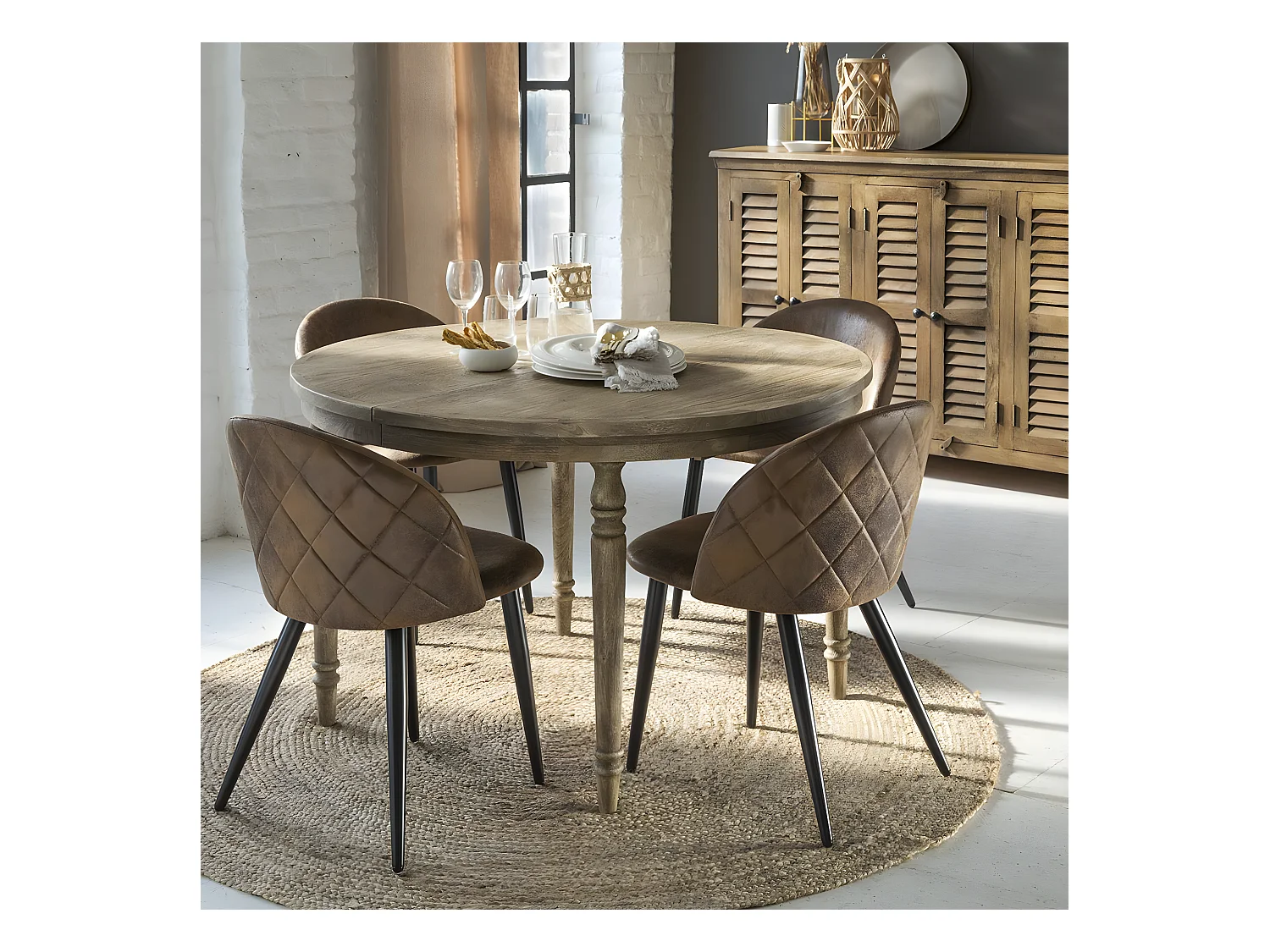 Chaise marron chocolat Jasmine (lot de 2)