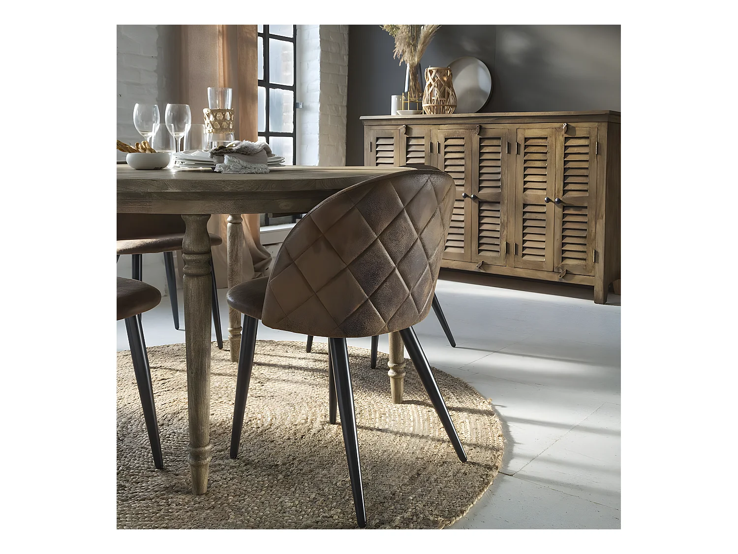 Chaise marron chocolat Jasmine (lot de 2)