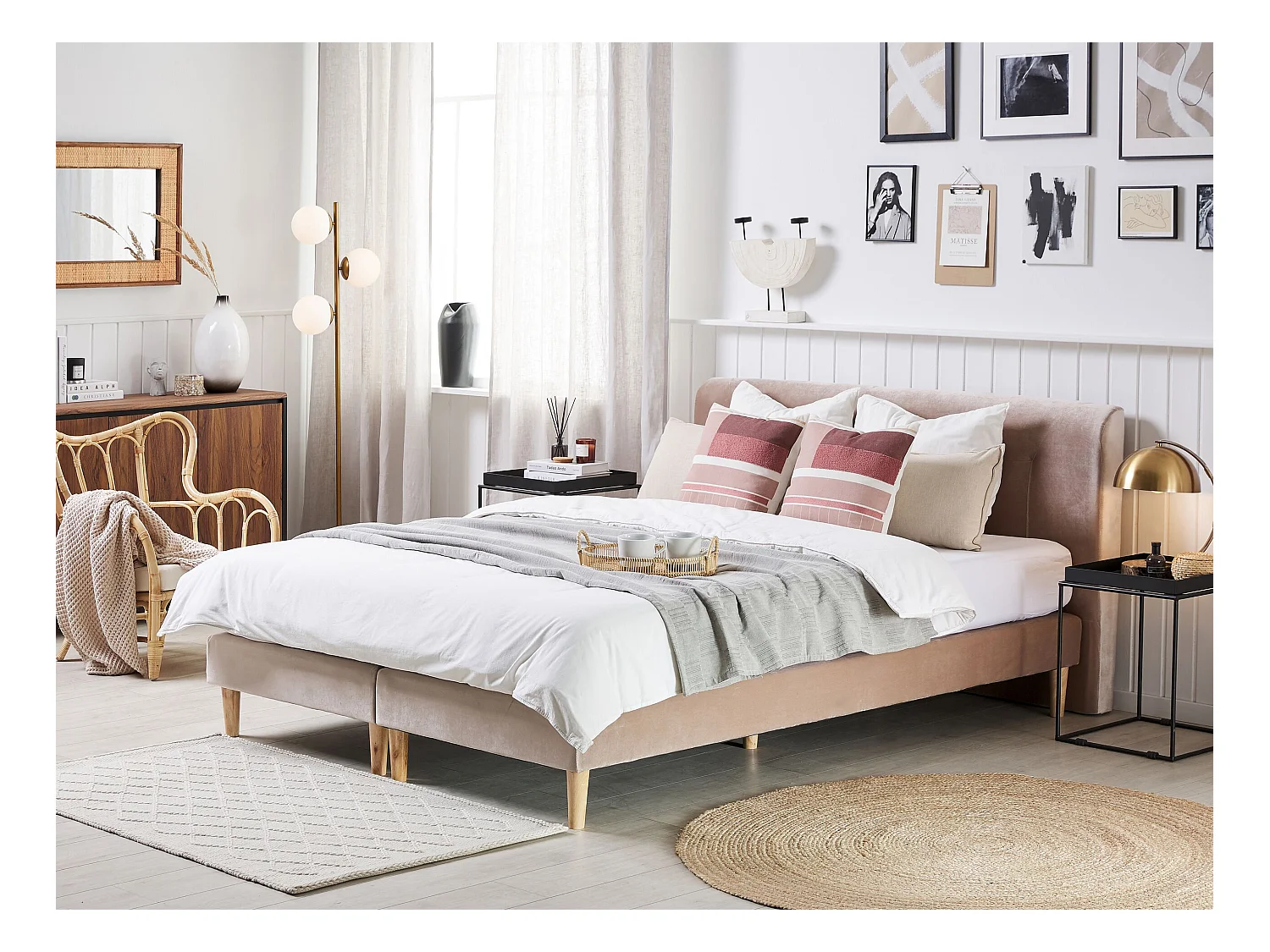 Boxspring Fluweel MARQUISE 180 x 200 cm Beige