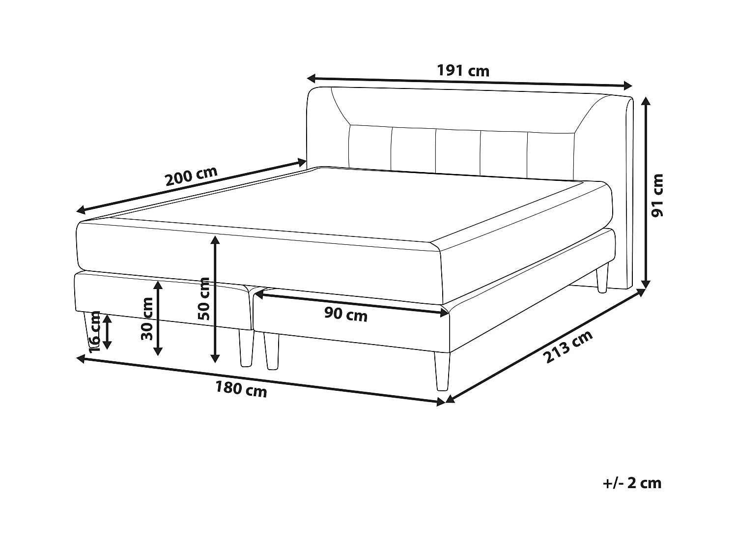 Boxspring Fluweel MARQUISE 180 x 200 cm Beige