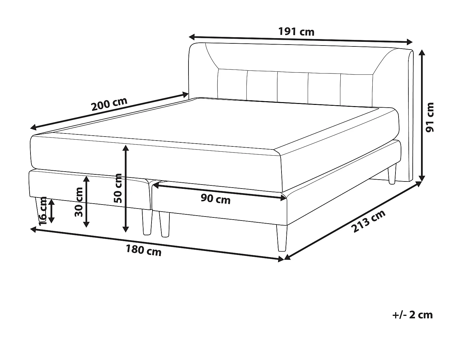 Lit Boxspring Velours MARQUISE 180 x 200 cm Beige