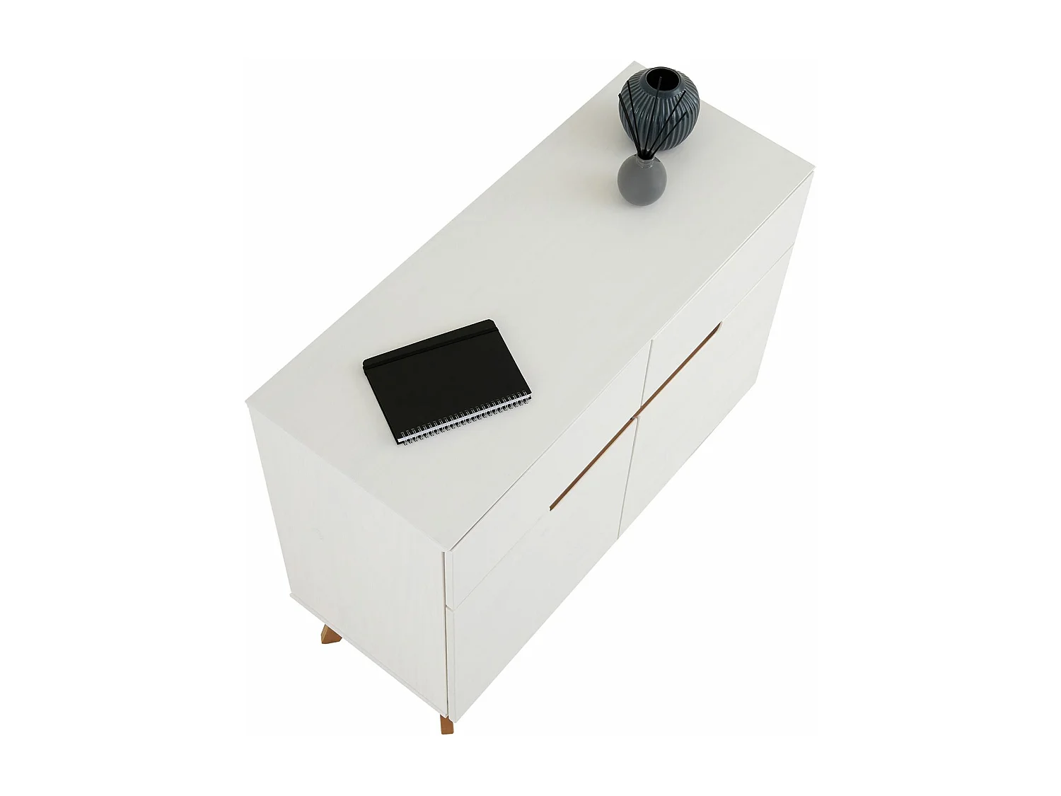 Buffet salle à manger TIBOR en bois massif L 98 cm blanc  avec 2 tiroirs et 2 portes battantes