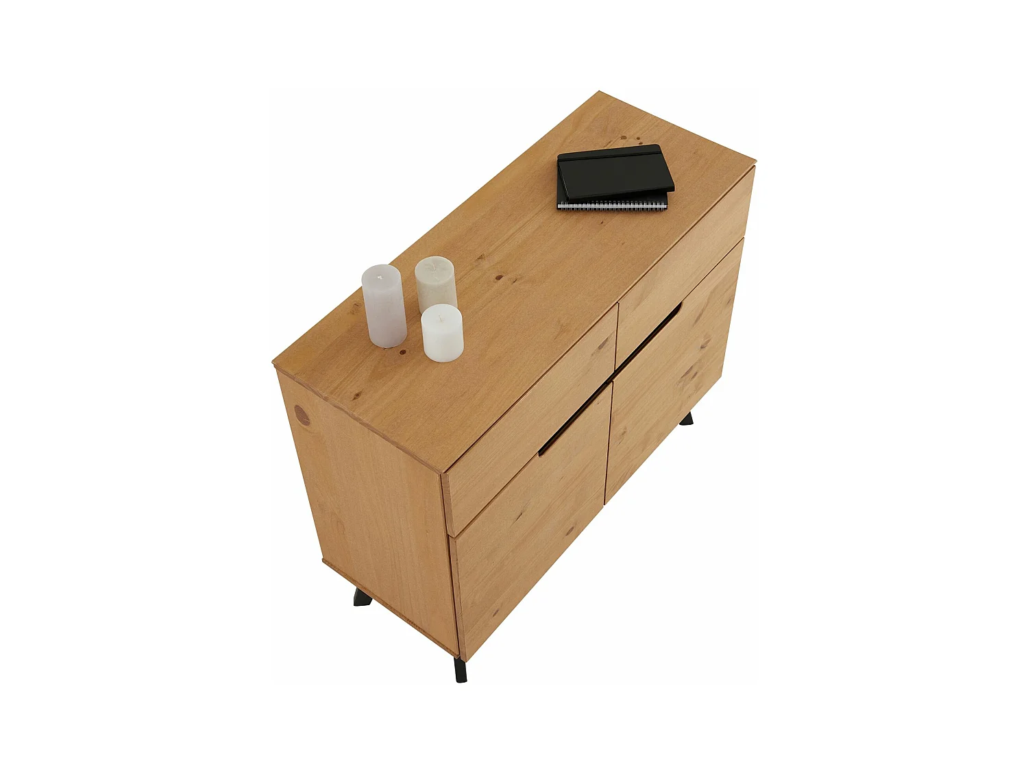 Buffet TIBOR style scandinave design vintage nordique commode bahut vaisselier 2 tiroirs 2 porte, en pin massif finition bois teinté