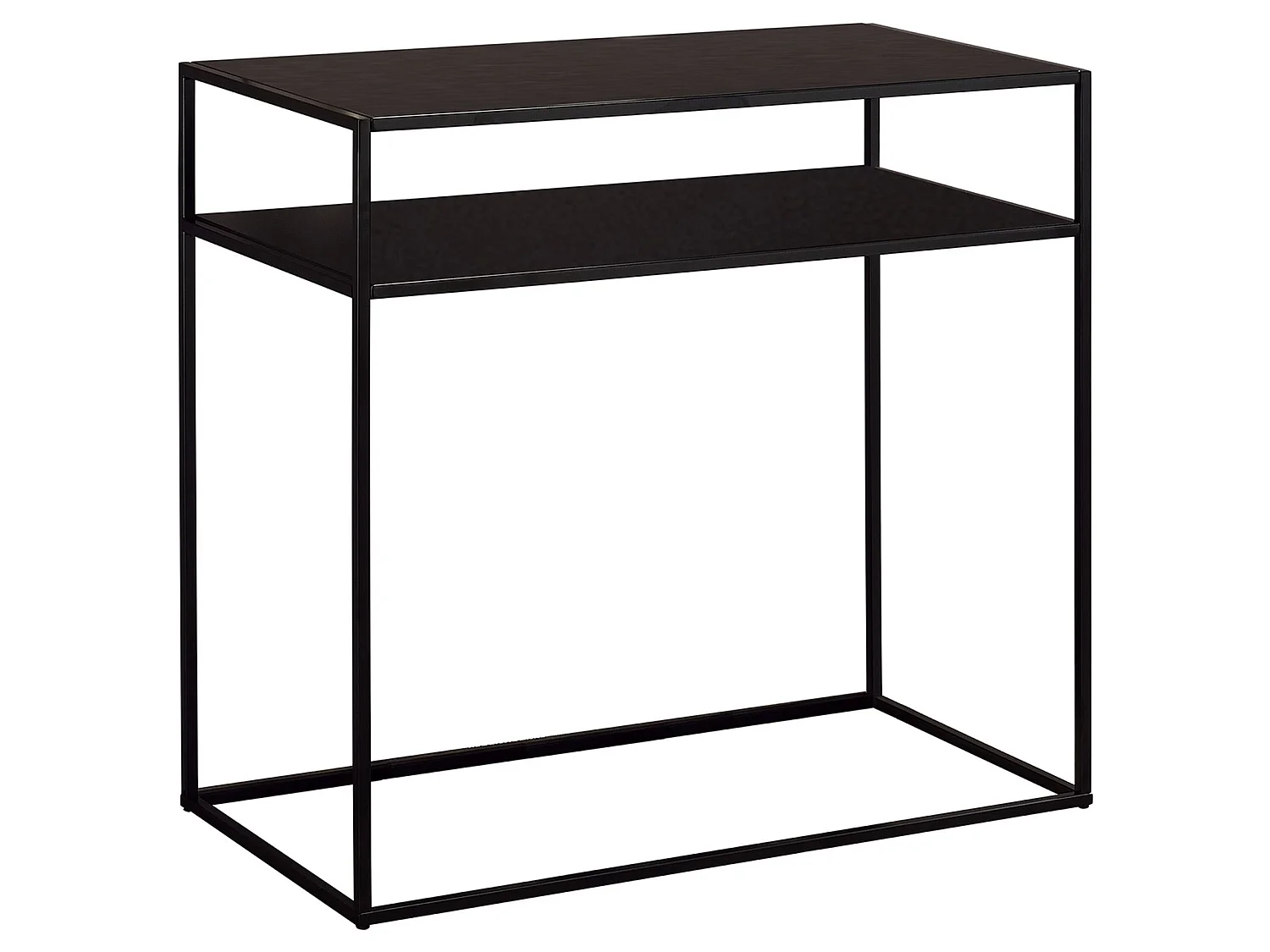 Table console GONZALO avec 2 étagères, table d'appoint avec cadre et plateau en métal laqué noir, table d'entrée dim 80x77x40 cm