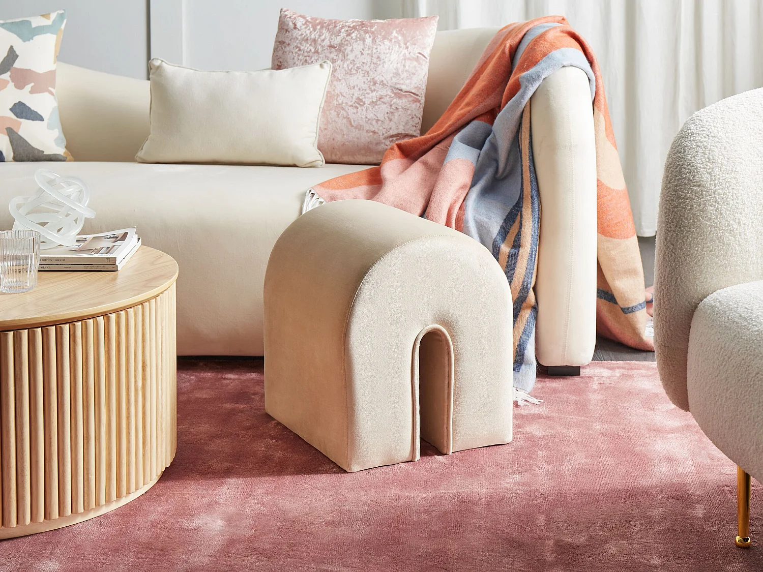 Pouf MODOC Velours Beige