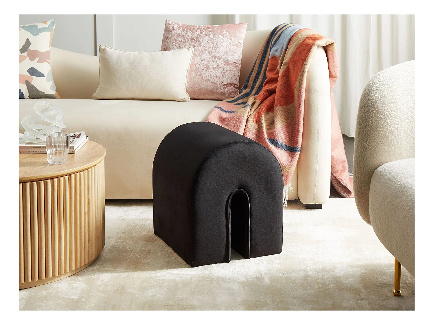 Pouf velluto nero 35 x 42 x 42 cm MODOC