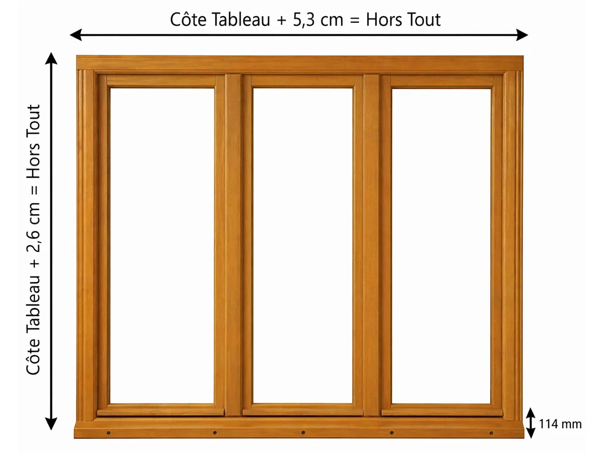 Fenetre Bois 3 Vantaux H125 X L180 Cm Côte Tableau Gd Menuiseries