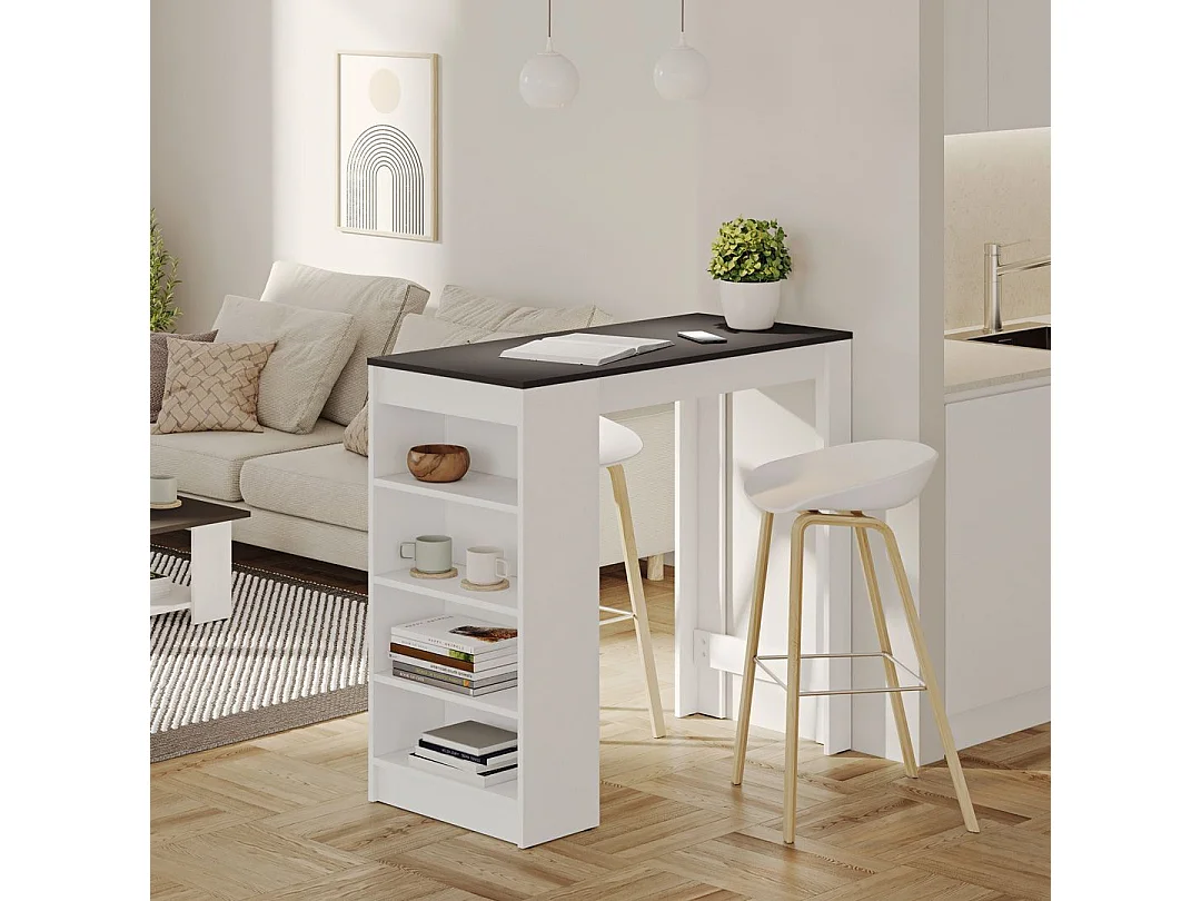 Meuble Bar ARAVIS Chêne naturel et Noir 115 X 102,7