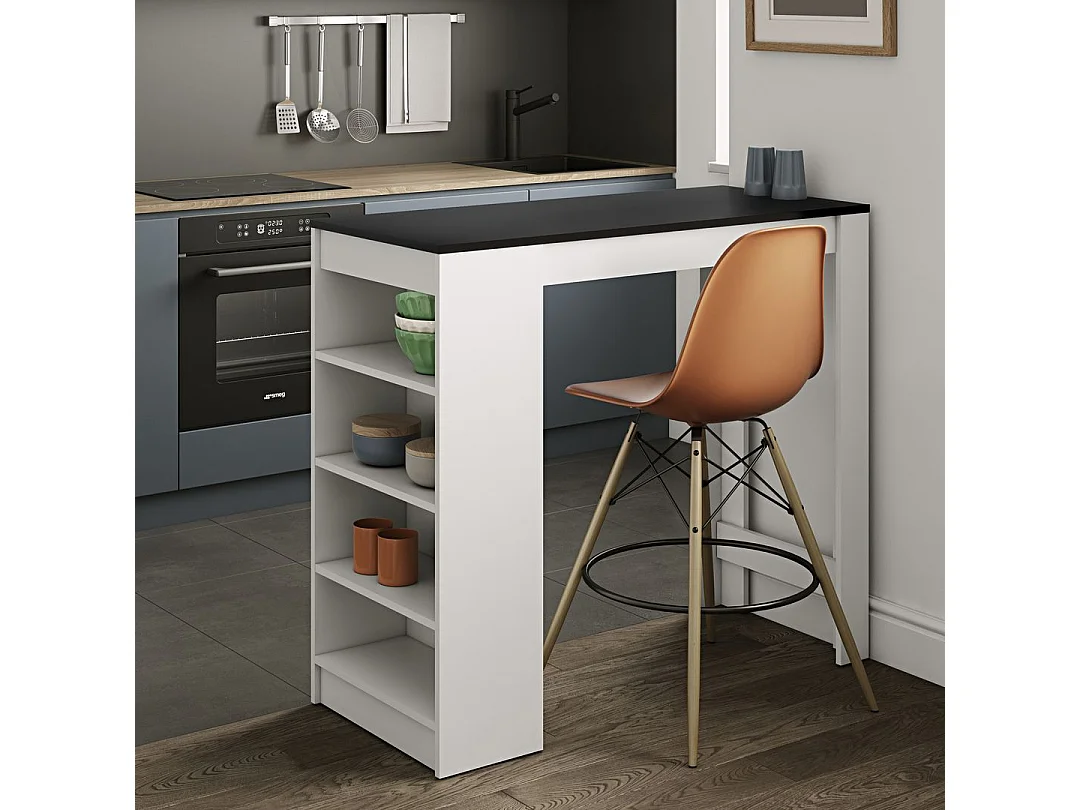 Meuble Bar ARAVIS Chêne naturel et Noir 115 X 102,7