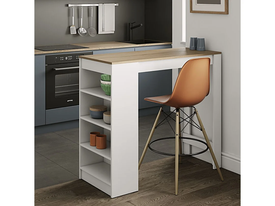 Meuble Bar ARAVIS Chêne naturel et Noir 115 X 102,7