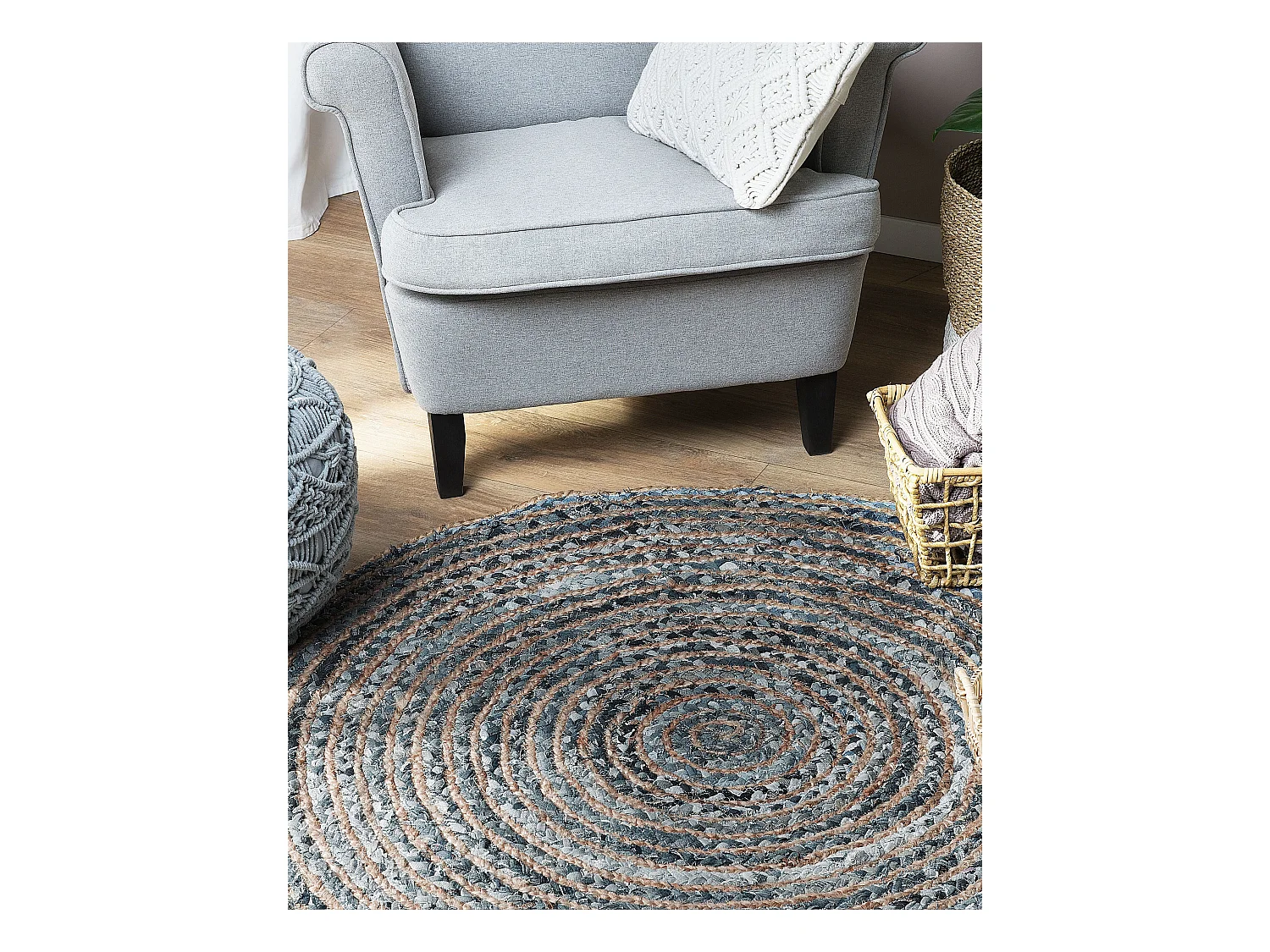 Vloerkleed MASLAK ø 120 cm Jute Grijs