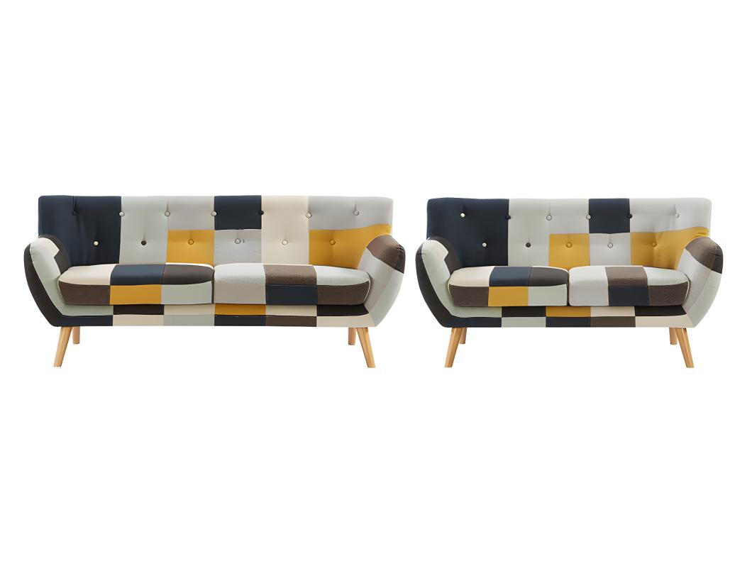 Canapés 3 places et 2 places en tissu patchwork SERTI II