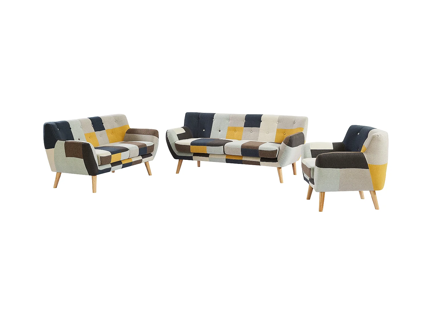 Canapés 3 places 2 places et un fauteuil en tissu patchwork SERTI II