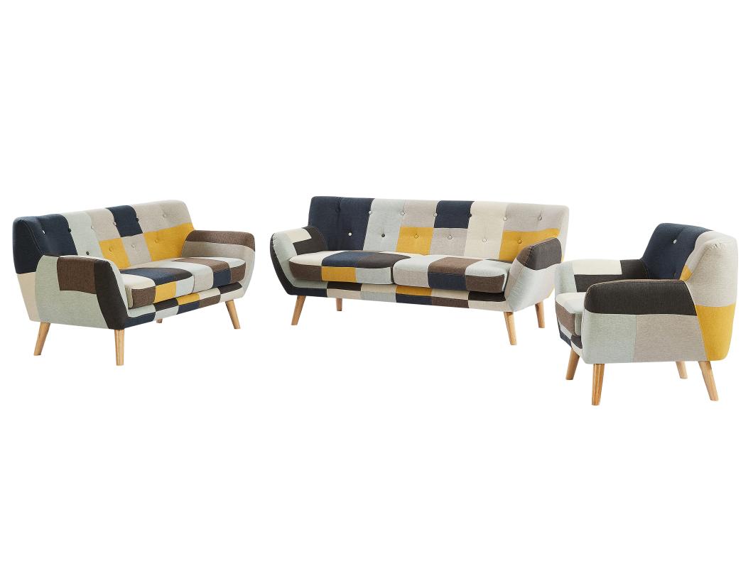 Canapés 3 places 2 places et un fauteuil en tissu patchwork SERTI II