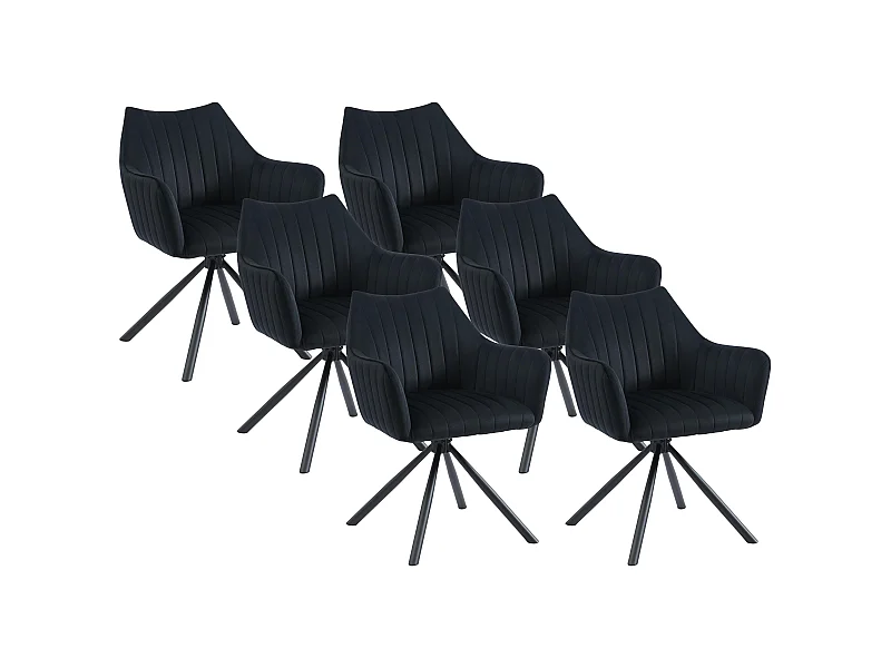 Sedia con braccioli in Velluto e Metallo Nero - Lotto di 6 - IZIALI DI PASCAL MORABITO