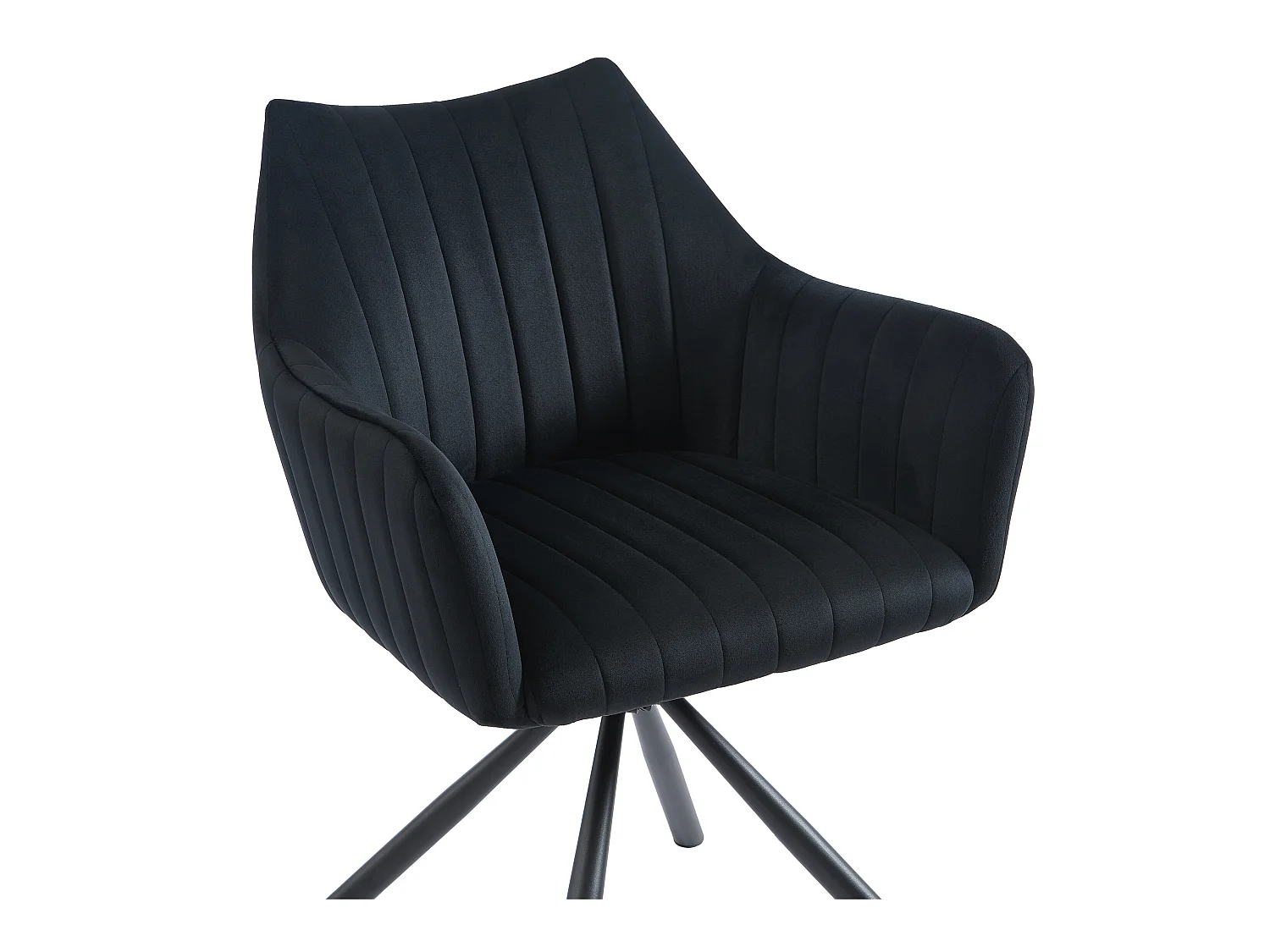 Lot de 6 chaises avec accoudoirs en velours et métal - Noir - IZIALI