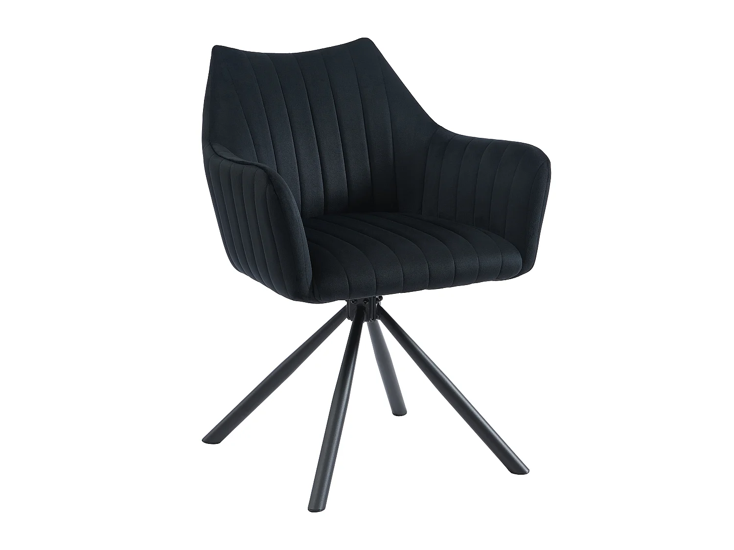 Lot de 6 chaises avec accoudoirs en velours et métal - Noir - IZIALI