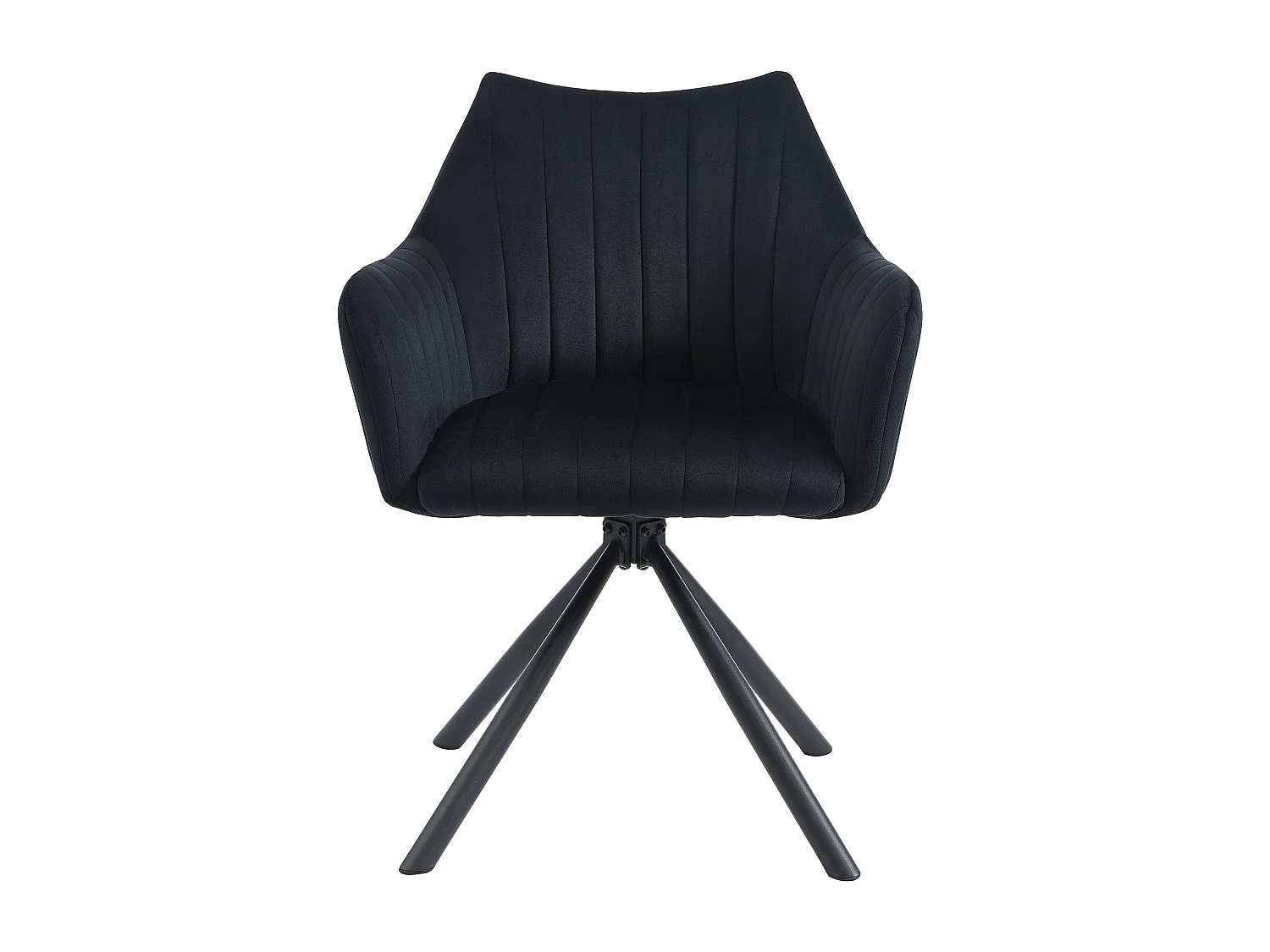 Lot de 6 chaises avec accoudoirs en velours et métal - Noir - IZIALI