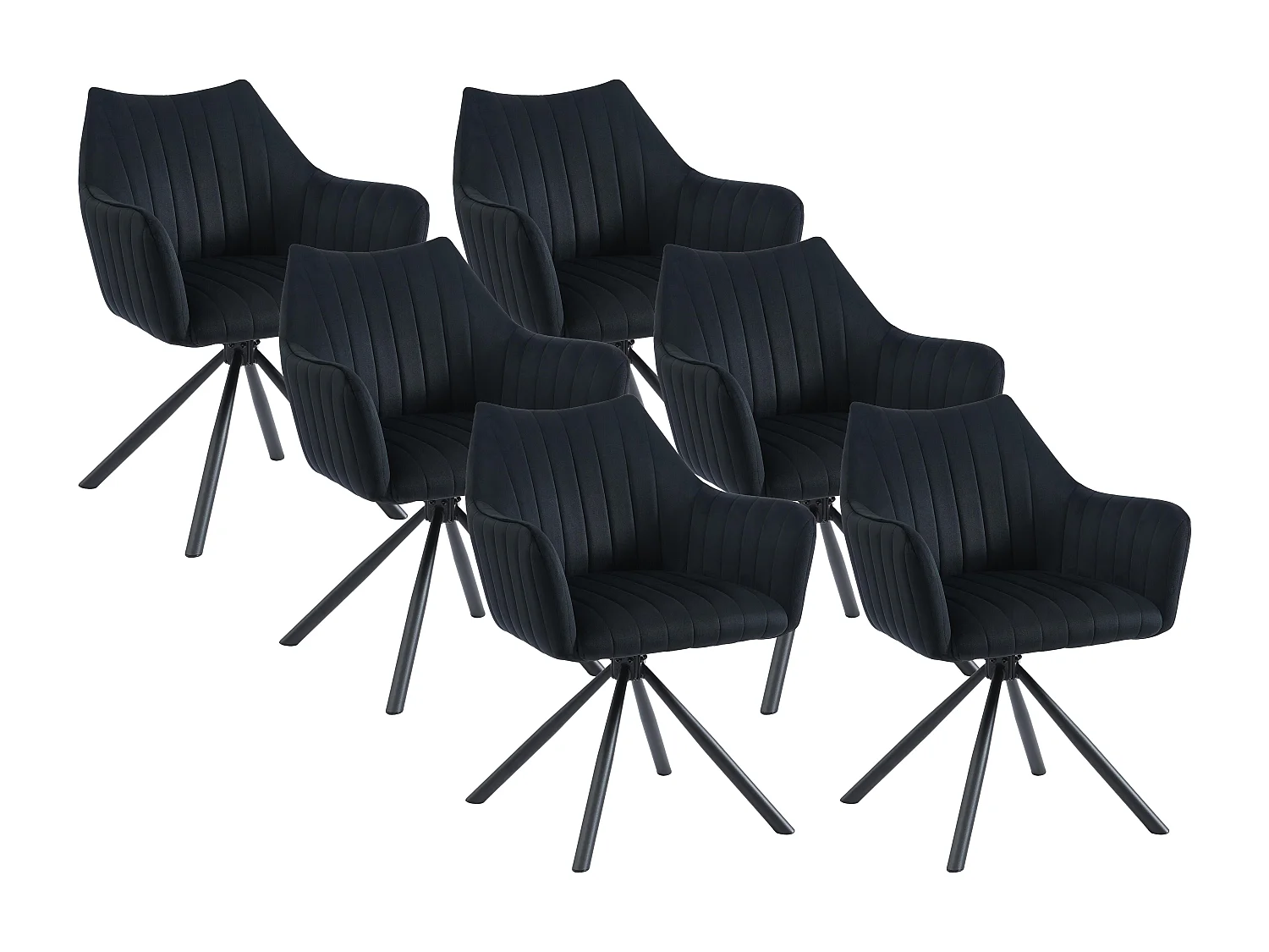 Set van 6 stoelen met fluweel en metalen armleuningen - Zwart - IZIALI van Pascal MORABITO