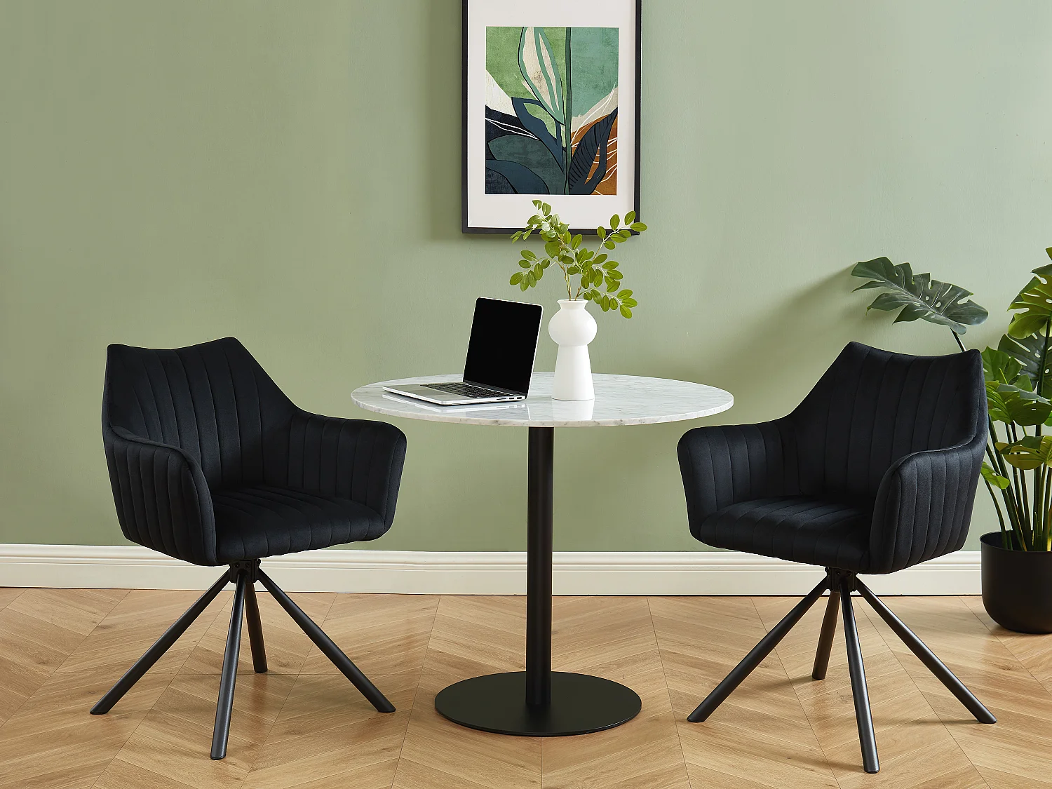 Set van 6 stoelen met fluweel en metalen armleuningen - Zwart - IZIALI van Pascal MORABITO