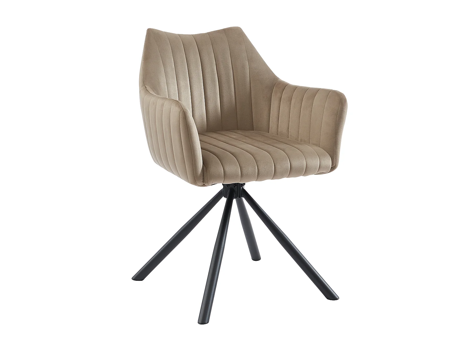 Stuhl mit Armlehnen 6er-Set - Samt & Metall - Beige - IZIALI von PASCAL MORABITO