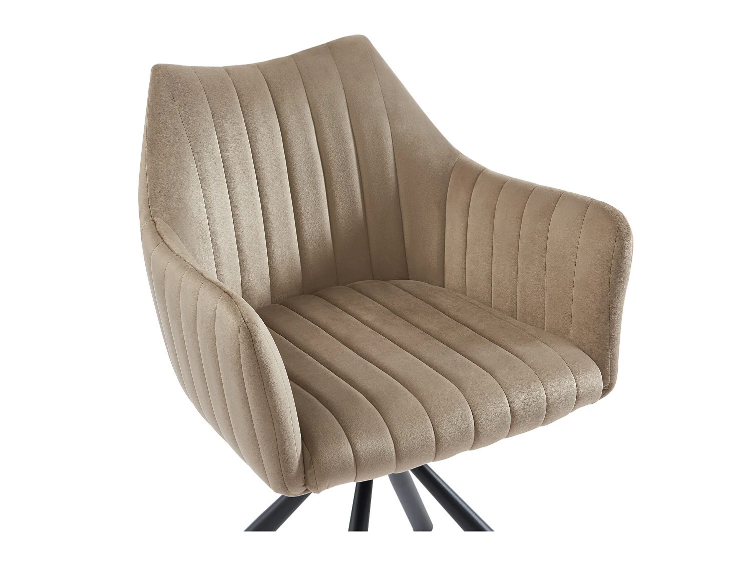 Stuhl mit Armlehnen 6er-Set - Samt & Metall - Beige - IZIALI von PASCAL MORABITO