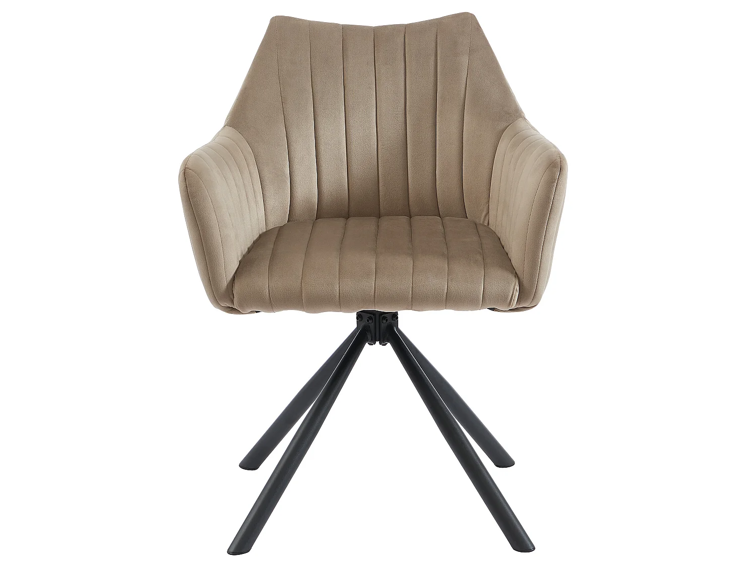 Lot de 6 chaises avec accoudoirs en velours et métal - Beige - IZIALI de Pascal MORABITO