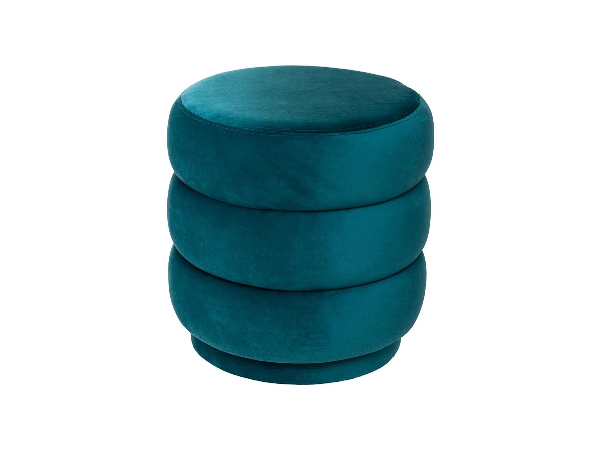 Pouf Velours Design "Sinan" 40cm Bleu Canard