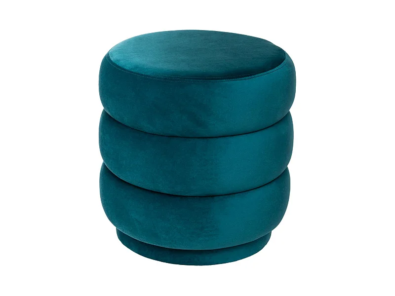 Pouf Velours Design "Sinan" 40cm Bleu Canard