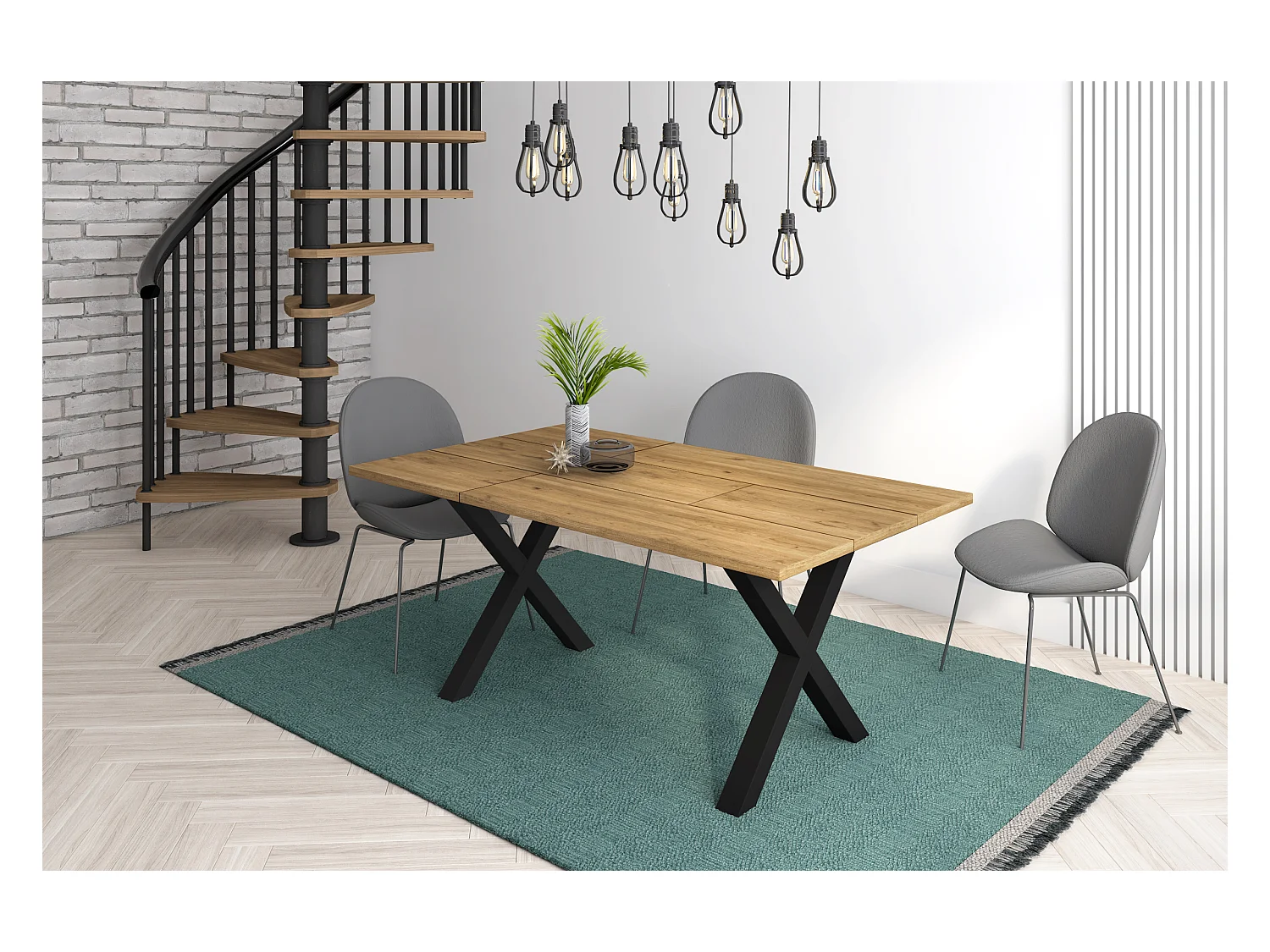 2 Supports - Pieds de table en bois massif en X - Salle à manger - Laqué Noir - 72x72cm